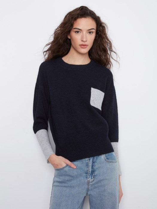 Crew Neck Sweater with Contrast Details (C2928R690C)