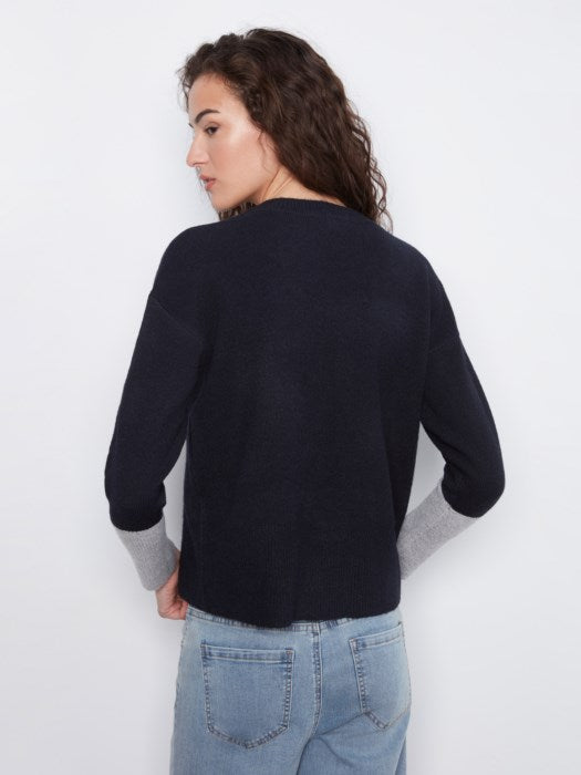 Crew Neck Sweater with Contrast Details (C2928R690C)