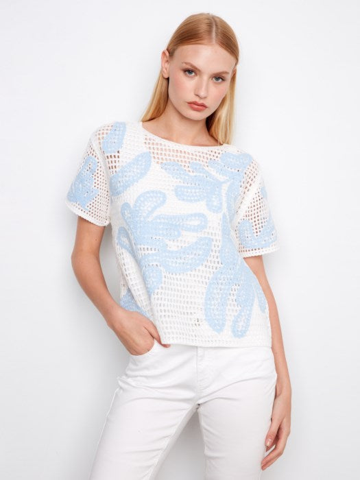 Short Sleeve Crochet Sweater (C2960)