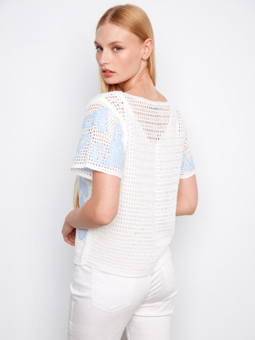 Short Sleeve Crochet Sweater (C2960)
