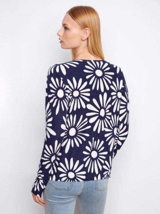 Reversible Printed V-Neck Sweater (C2968)