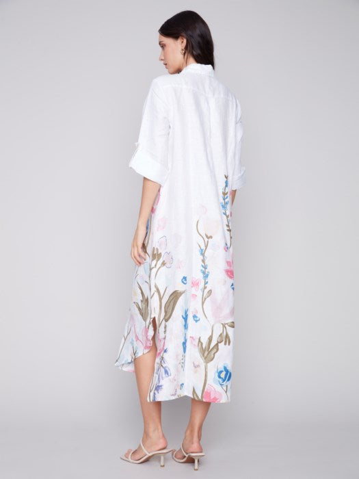 Printed Long Linen Tunic Dress (C3106PP)