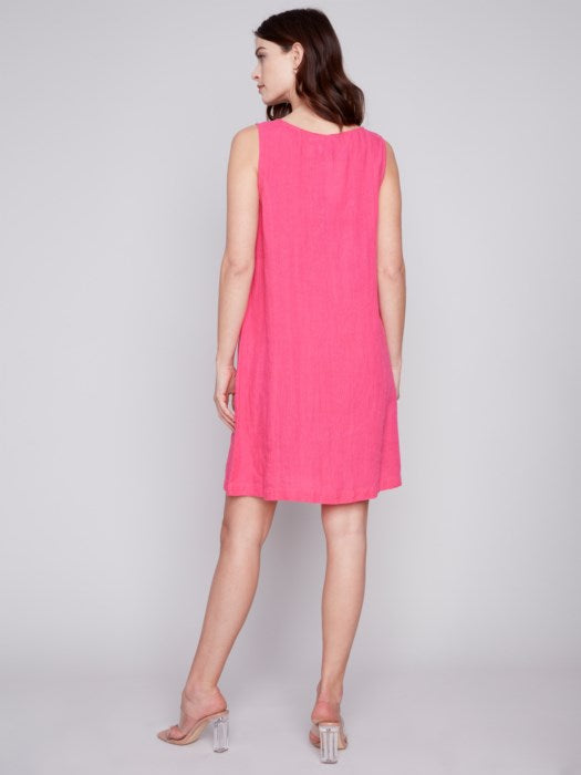 Sleeveless A-Line Linen Dress (C3154)