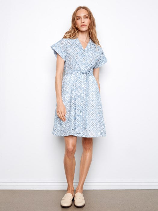 Cotton Short Sleeve Button-Front Dress (C3163RR)