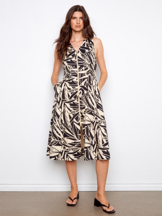 Printed Cotton Voile Front-Zip Maxi Dress (C3227P)