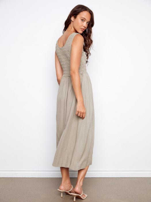 Tencel Sleeveless Smocked Maxi Dress (C3235)