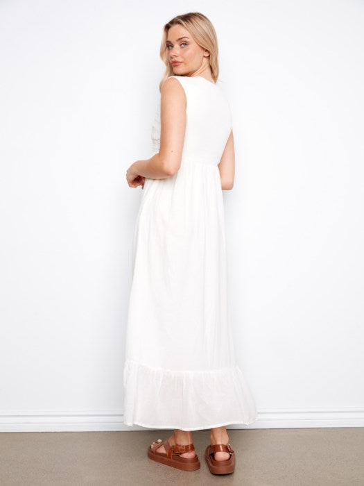 Embroidered Cotton Blend Maxi Dress (C3239)