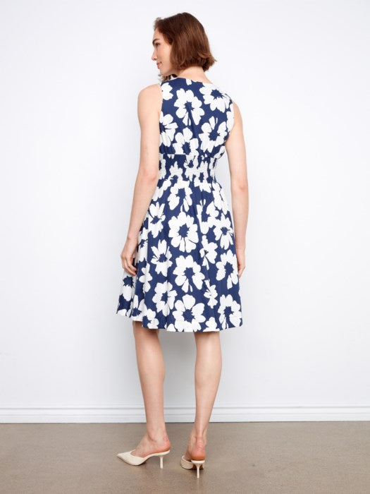 Cotton Voile Printed Front-Zip Dress (C3242P)