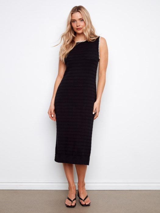 Striped Cotton Sleeveless Sweater Dress (C3259)