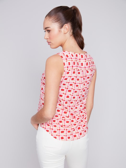 Printed Sleeveless Top with Side Buttons (C4425X)