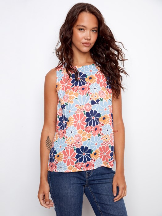 Printed Viscose Sleeveless Top (C4512RR)