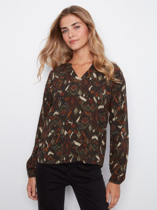 Printed Popover Blouse (C4570PR634A)