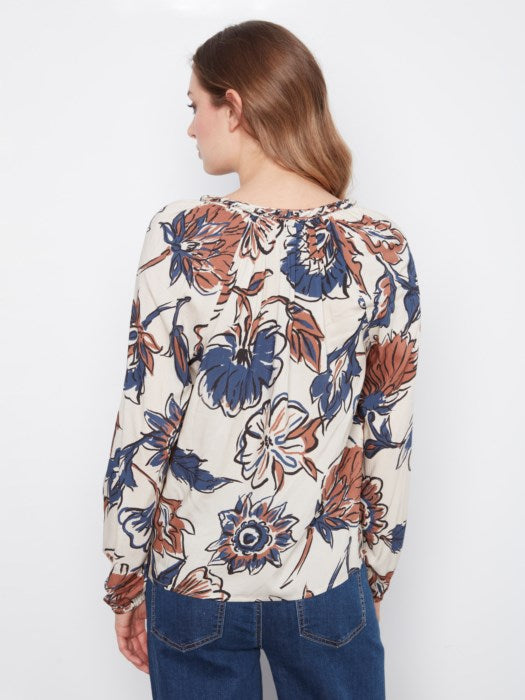 Printed Popover Blouse (C4570PR634B)