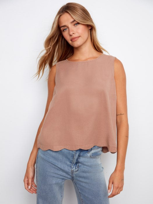 Tencel Sleeveless Scalloped Top (C4698)