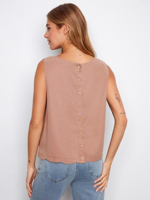 Tencel Sleeveless Scalloped Top (C4698)