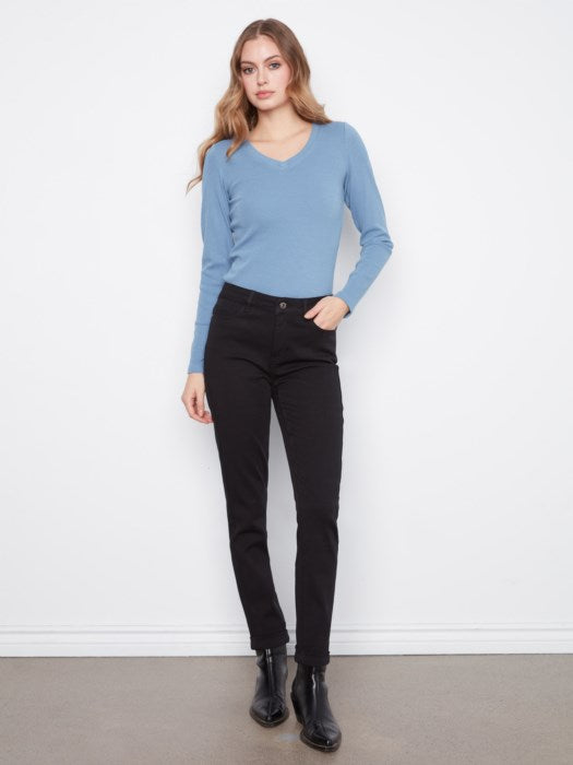 Cuffed Hem Twill Jeans (C5309YR188B)