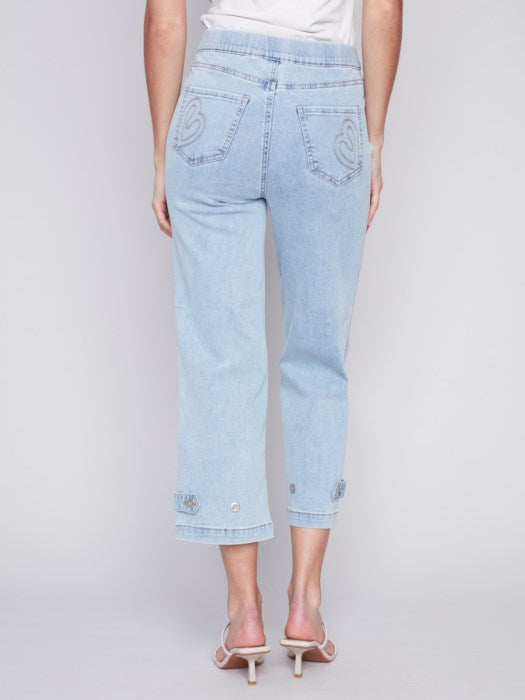 Cropped Pull-On Jeans with Hem Tab (C5404R 431A)
