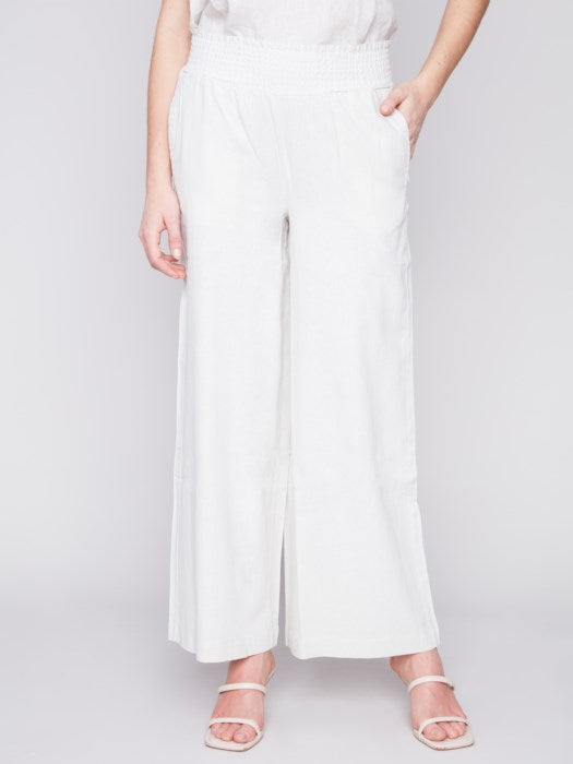 Elastic Waist Linen-Blend Pull-On Pants (C5521)