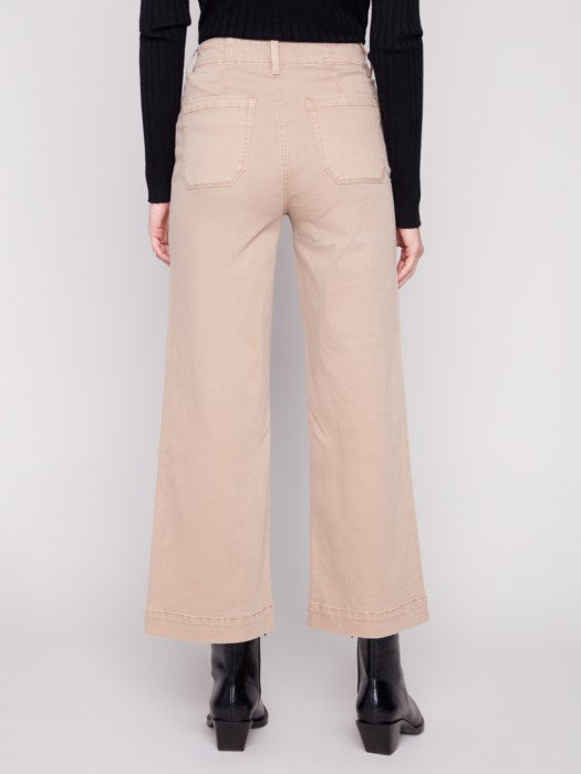 Cropped Wide Leg Stretch Twill Pants (C5660)