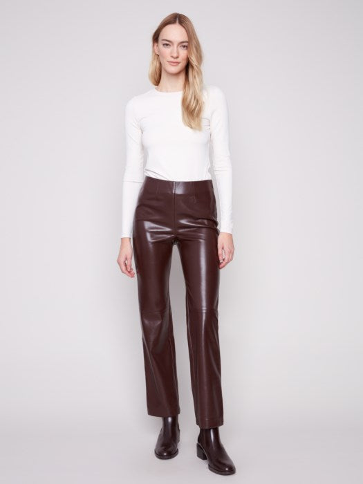 Faux Leather Pull-On Pants (C5685)