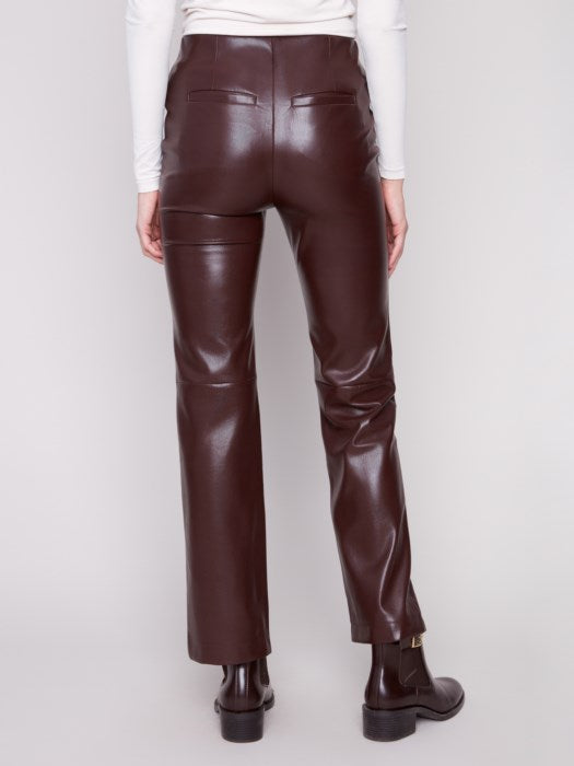Faux Leather Pull-On Pants (C5685)