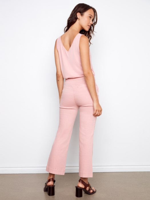 Flare Twill Pants With Bow Patch Pockets (C5759)