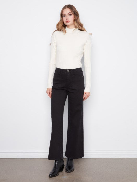 Wide Leg Twill Pants (C5790618A)