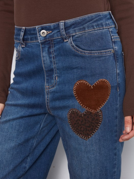 Straight Leg Jeans with Patches (C5846431A)