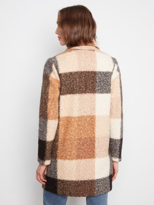 Plaid Boucle Knit Tailored Collar Coat (C6141ZR707B)
