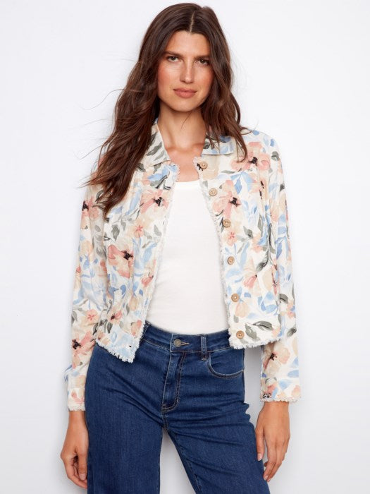 Printed Linen Blend Jacket (C6199TP)