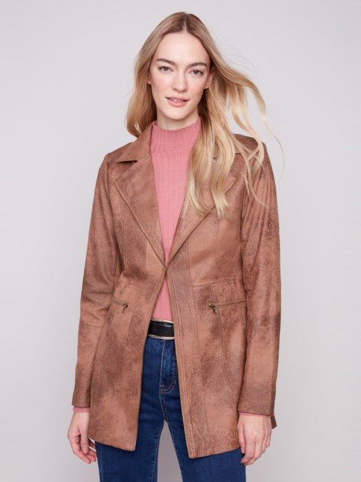 Long Vintage Faux Suede Jacket (C6270RR)