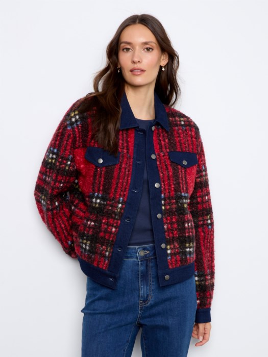 Tweed Denim Contrast Jacket (C6420707B)