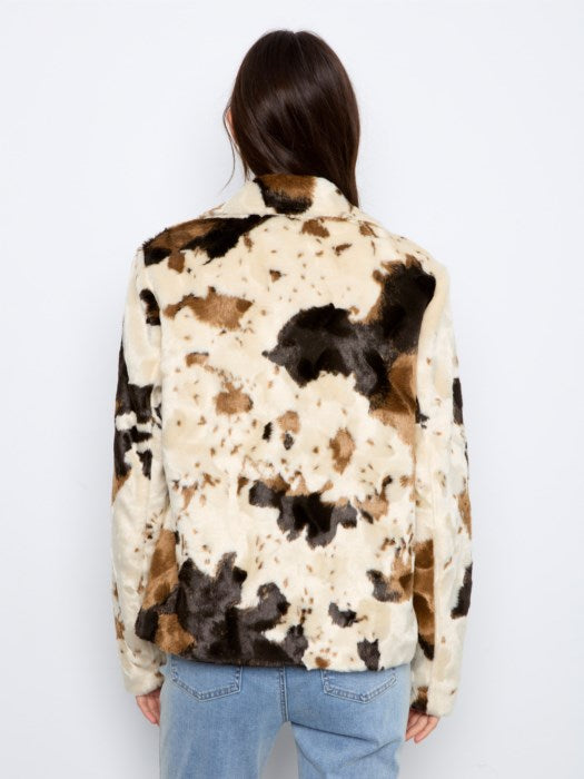 Cow Print Faux Fur Jacket (C6441788C)
