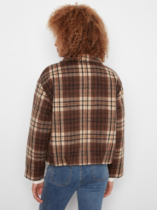Plaid Wool Blend Bomber Jacket (C6444795C)