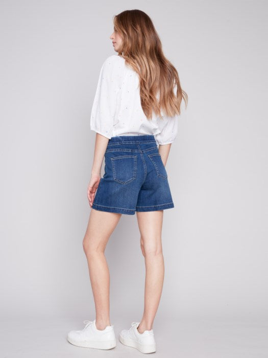 Denim Shorts with Decorative Buttons (C8054431)