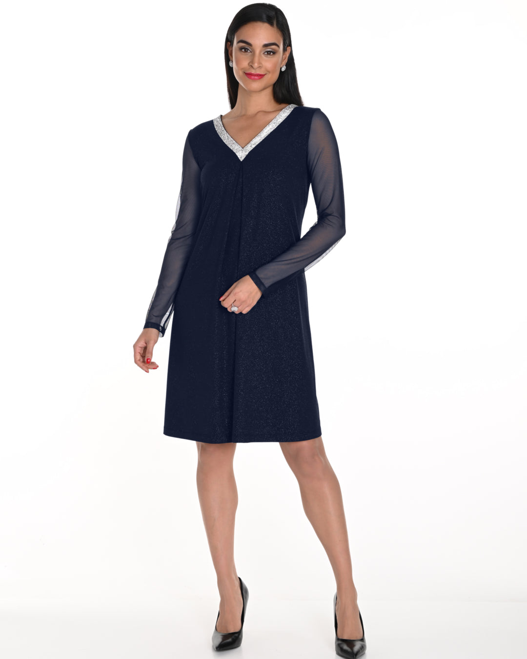 Long Sleeve Overlay Dress (FL0130)