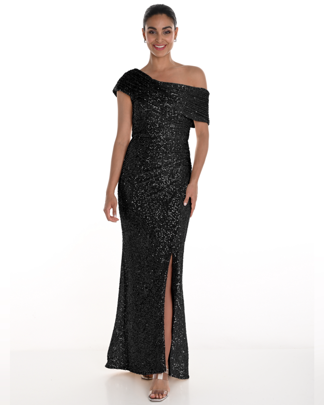 One Shoulder Sequinned Gown (FL0144)