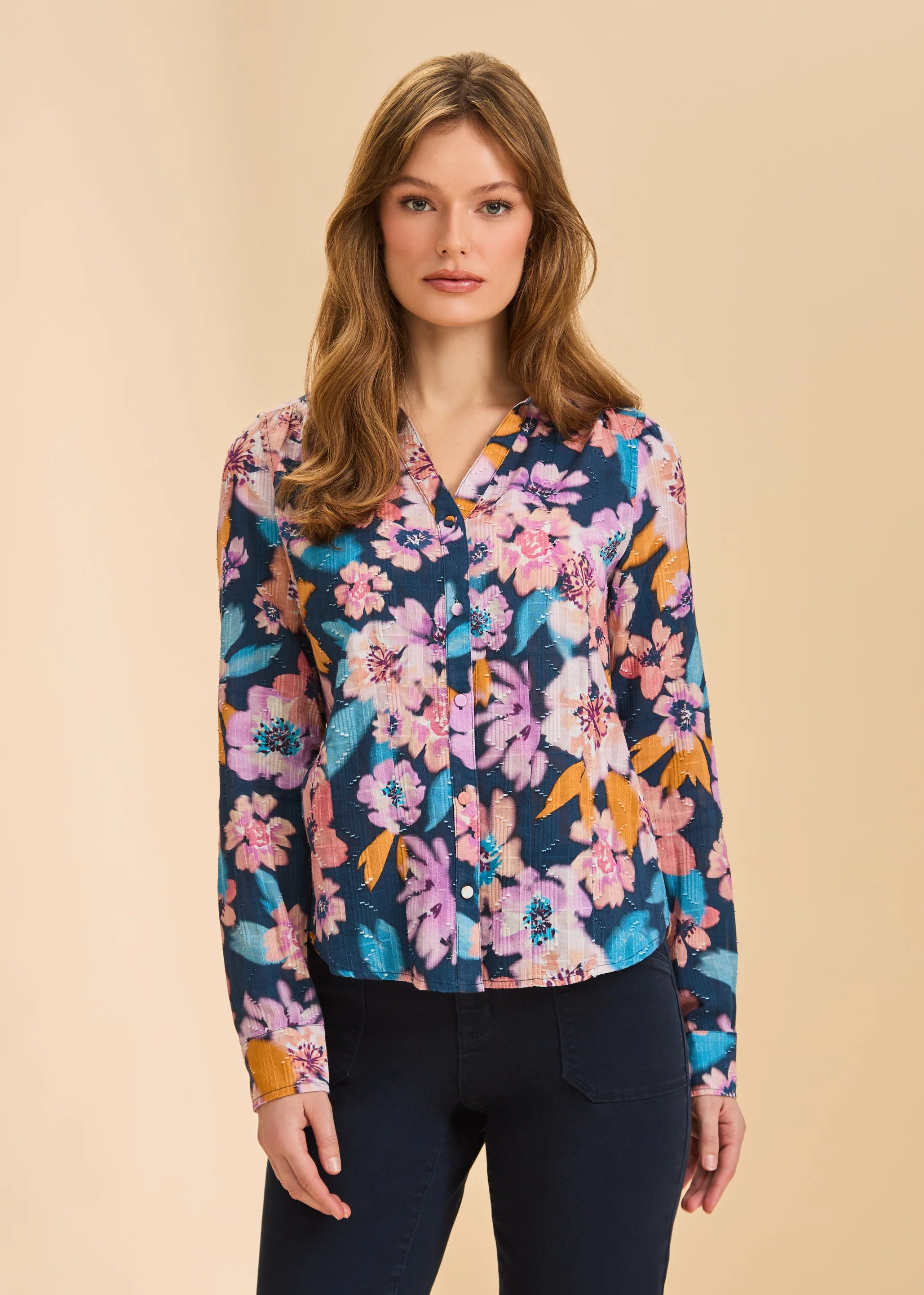 Long Sleeve Split Neck Shirt (7548174)