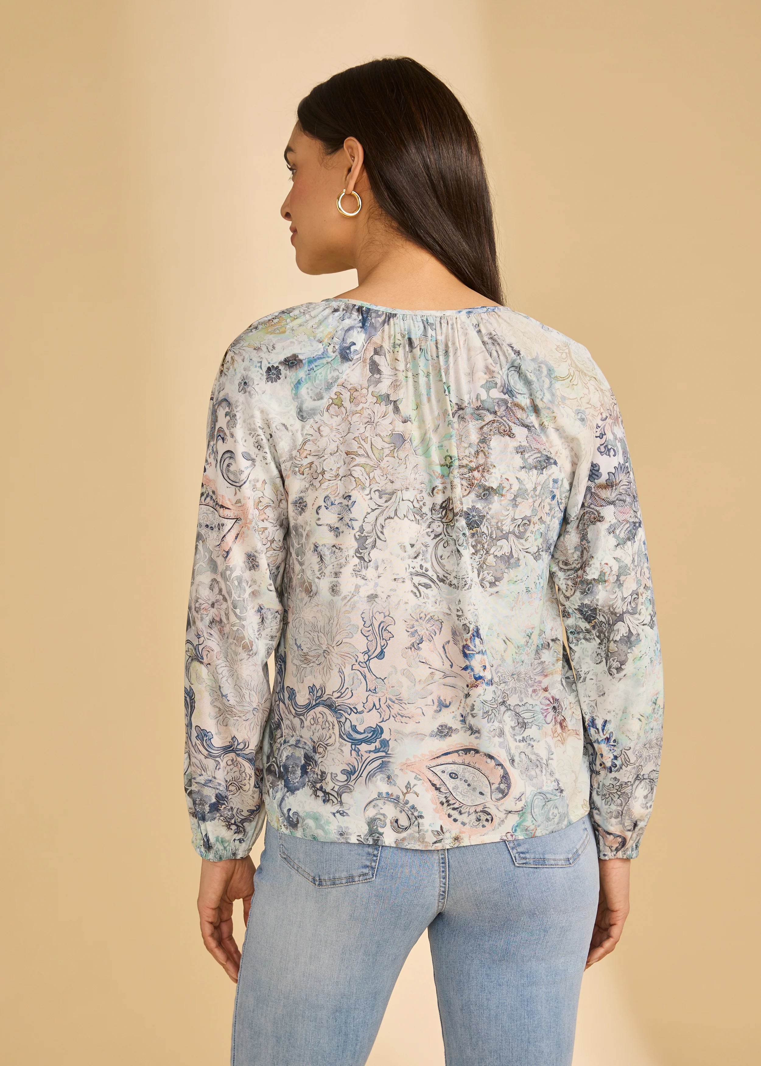 Pearl Embellished V-Neck Top (7524397)