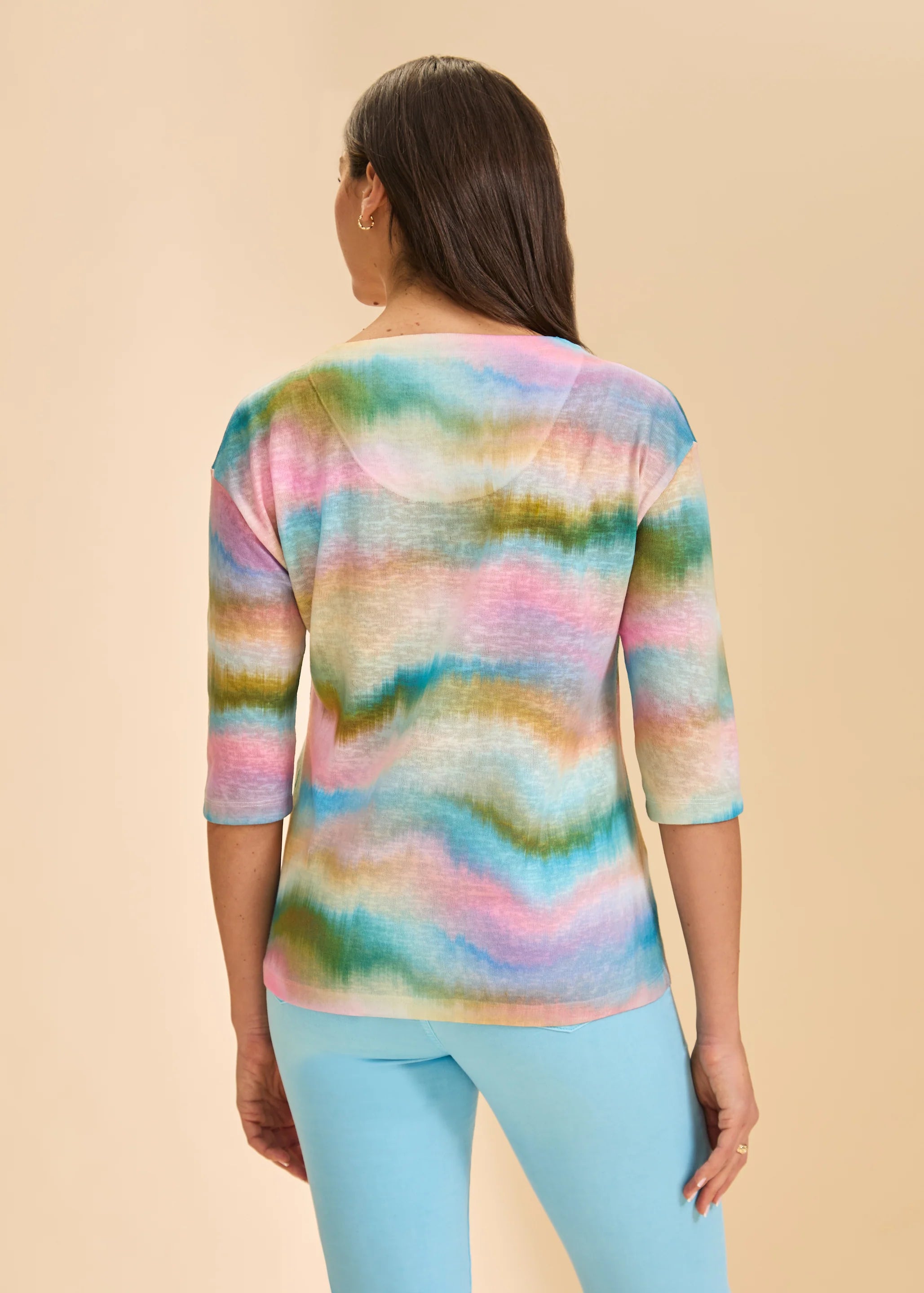 Drop Shoulder Notch Neck Top (3421451)