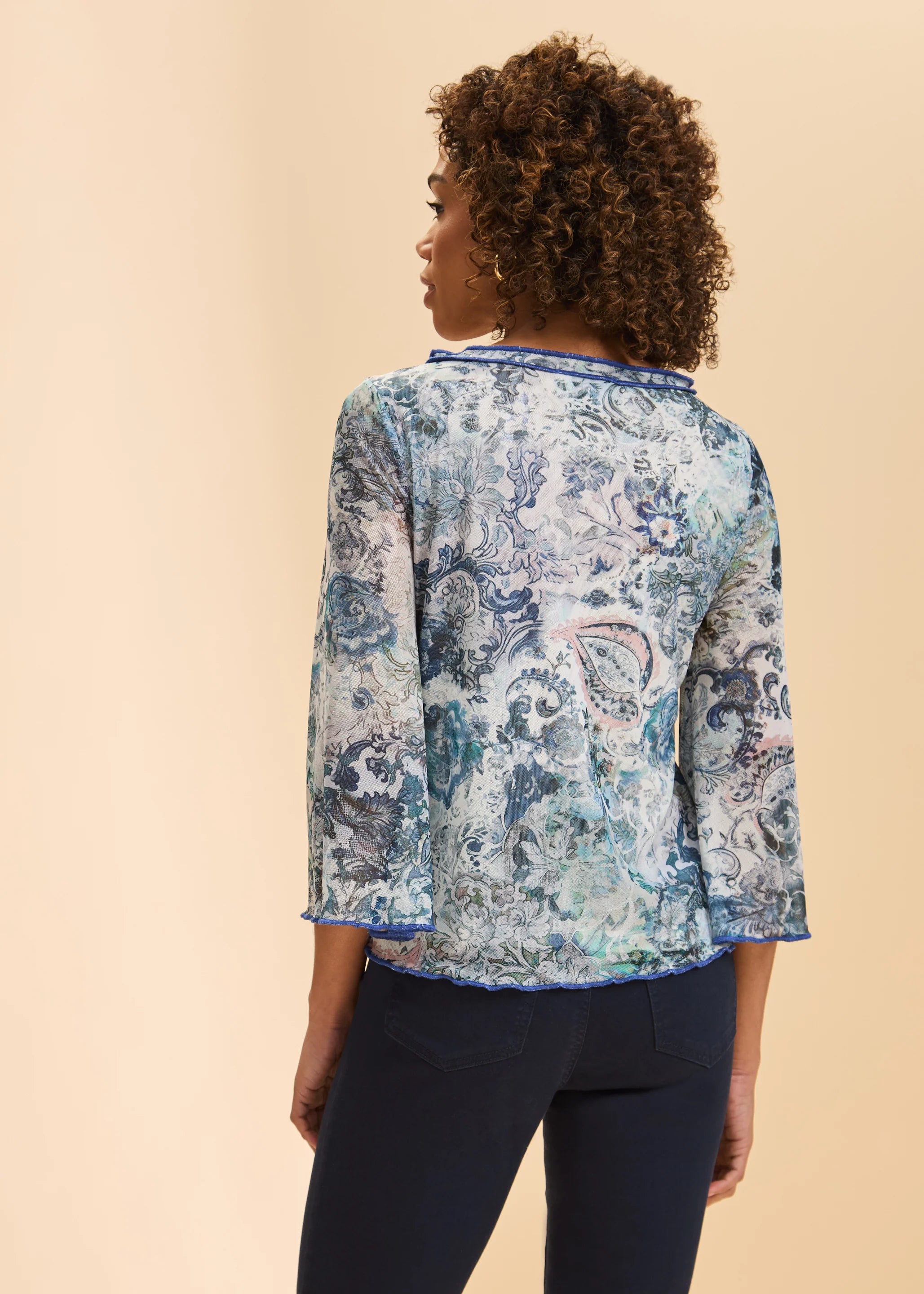 Bell Sleeve Boat Neck Top (3980603)