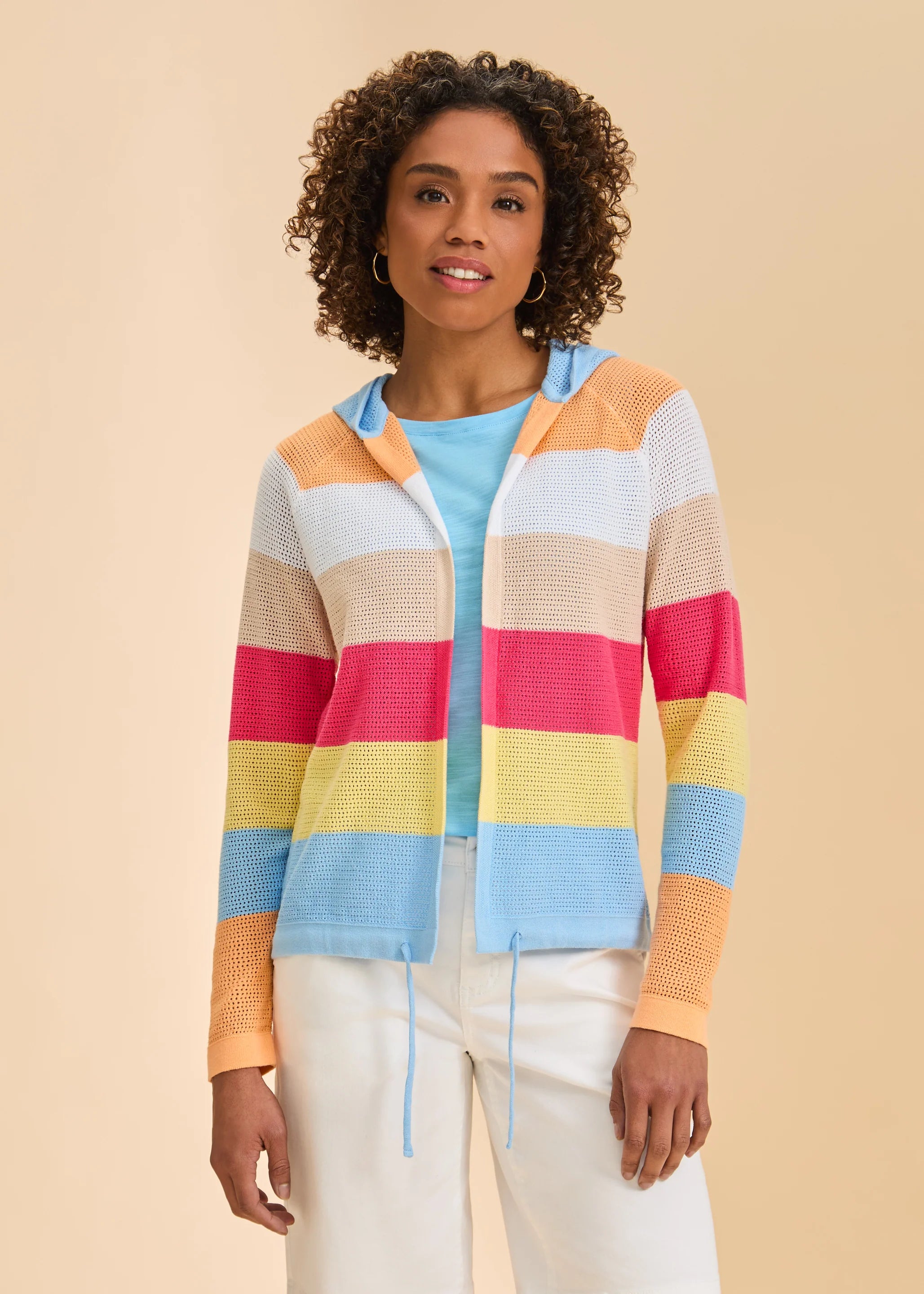 Striped Hooded Cardigan (1631314)