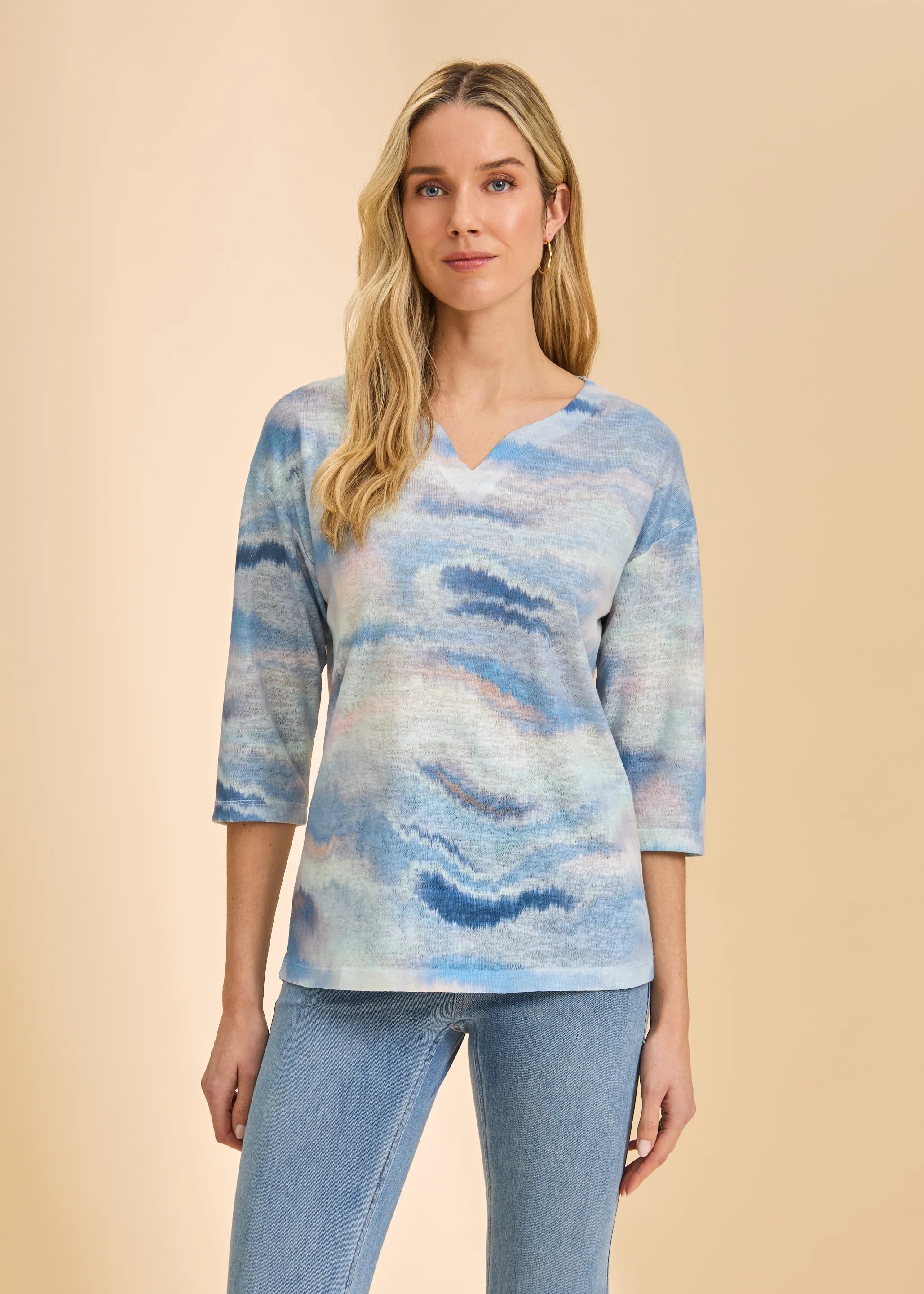 Drop Shoulder Notch Neck Top (3421451)