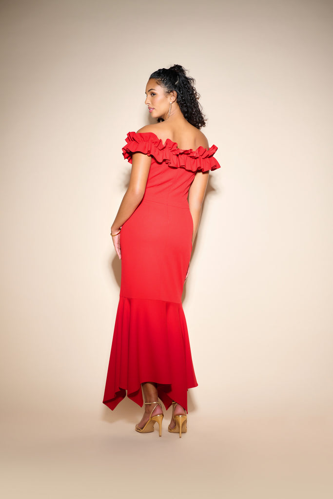 Off the Shoulder Ruffle Gown (JR1066)