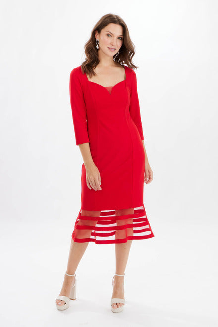 Mesh Cutout Midi Trumpet Dress (JR1073)