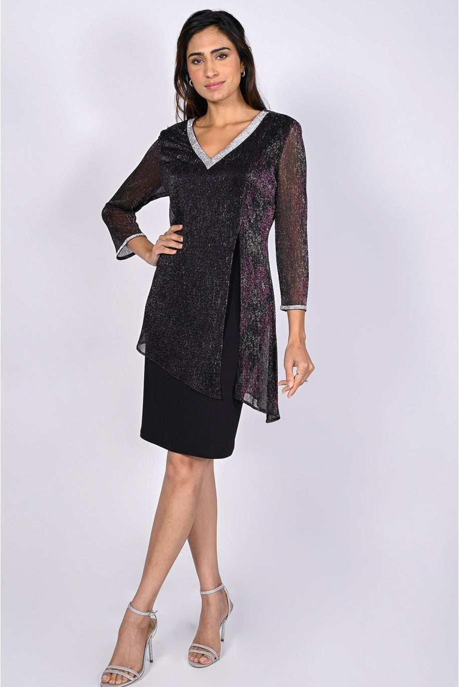 V Neck Metallic Dress (FL0034)