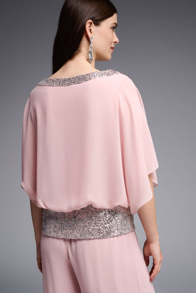 Sequin Detail Poncho Top with Wide Leg Pant (JR1060)