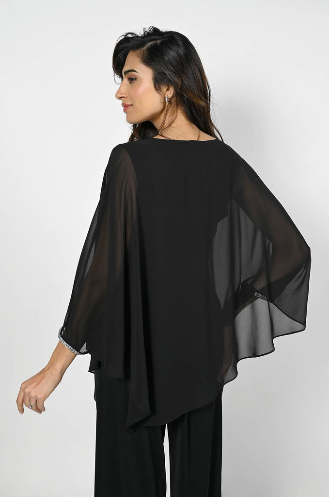 V Neck Top with Overlay (229120)