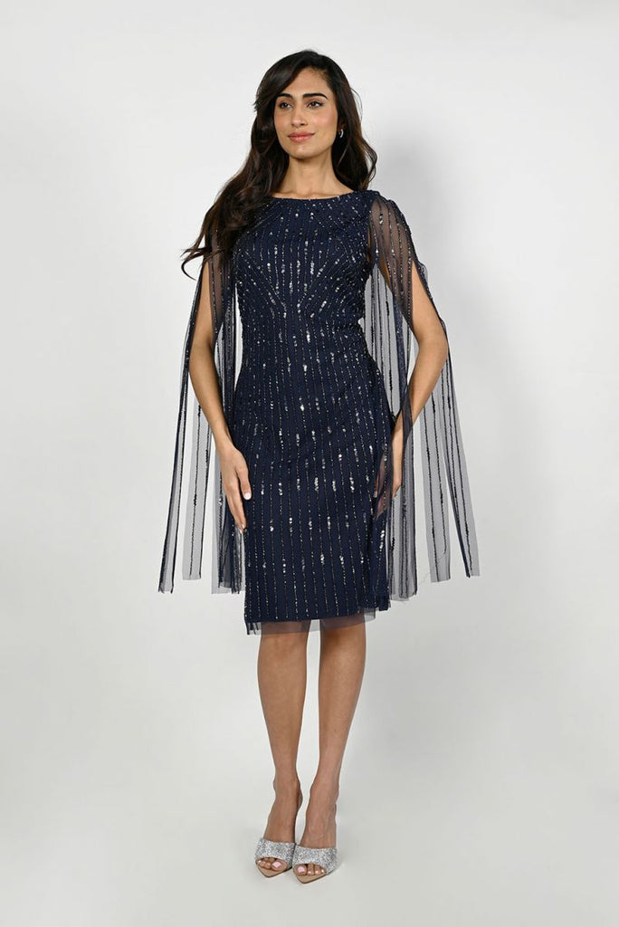 Navy Knit Dress with Overlay (FL0037)